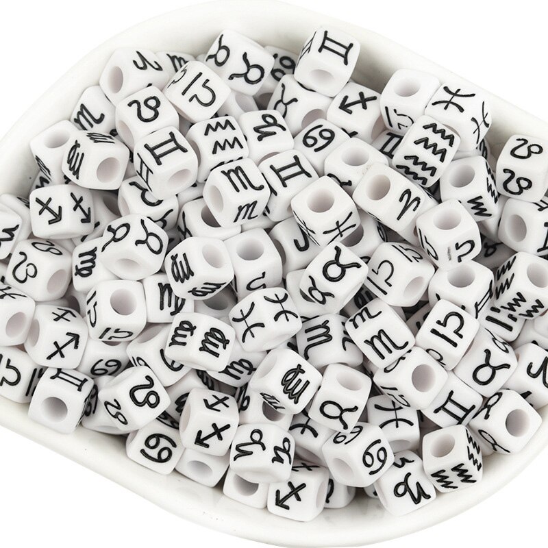 50 stk blandet stjernetegn konstellation tegn terning perler charms spacer løse perler til smykker fremstilling gør-det-selv armbånd halskæde tilbehør