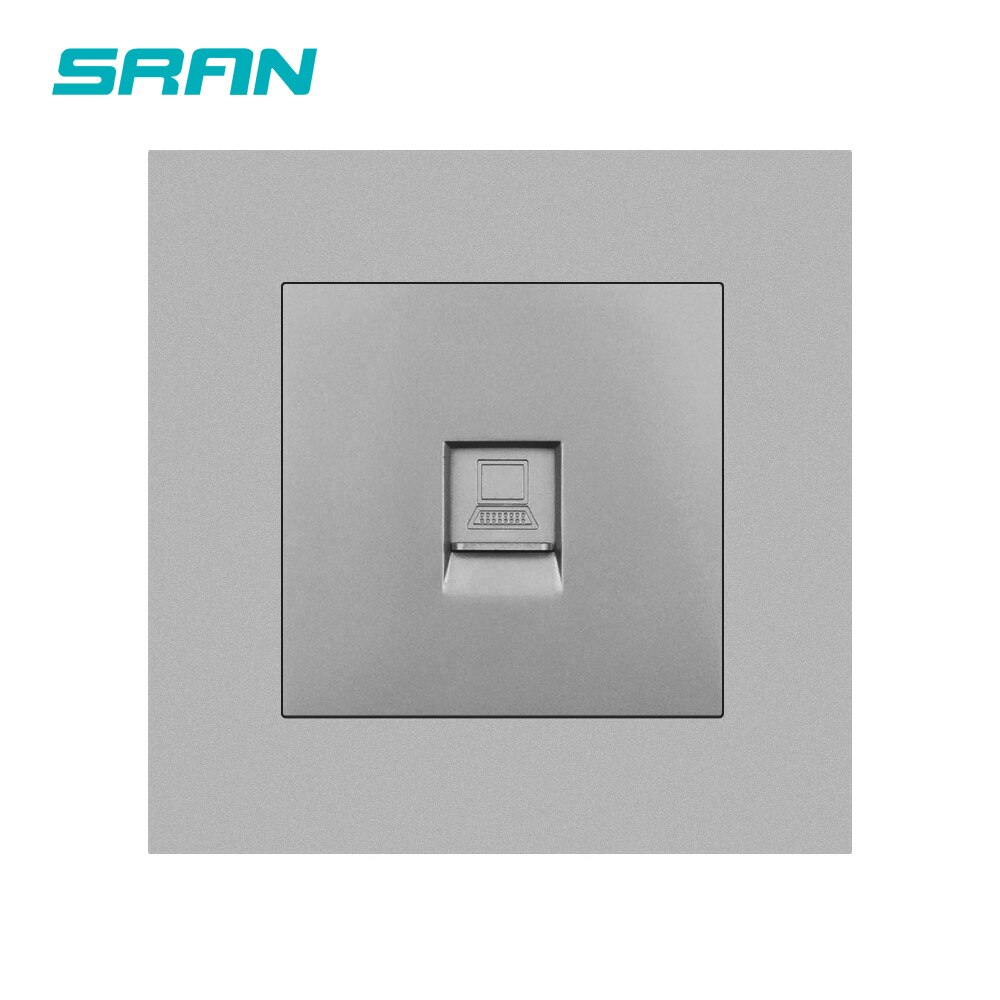 SRAN wall rj45 socket,5 category computer network interface flame retardant PC panel 86mm*86mm white internet outlet: Gray A1