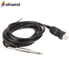 Gitaar Bas 1/4 6.3mm Naar USB Interface Link Verbinding PC Instrument Kabel Audio Adapter Converter USB Gitaar Kabel 3 M Z70
