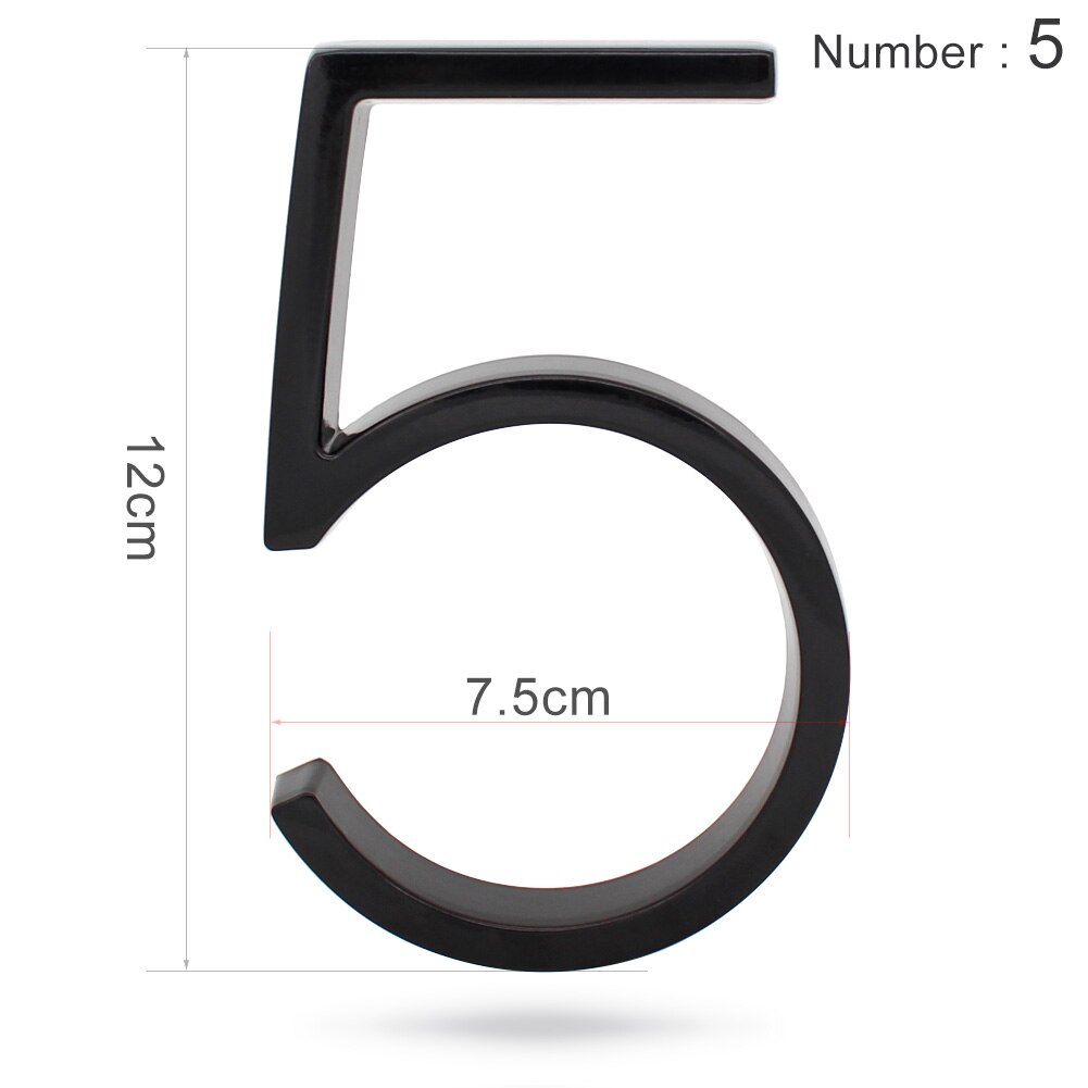 5" Floating House Number Metal Modern Home Number Garden Door Mailbox Decor Letter with Nail Kit Coated Black Visibility Signage: Number 5