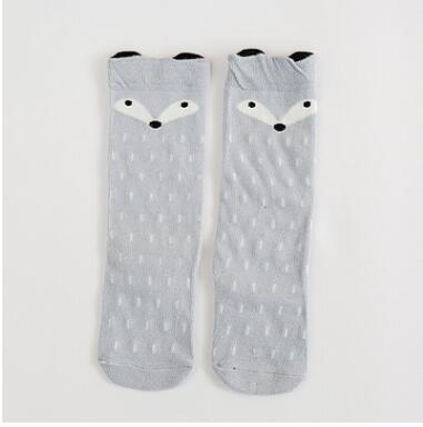 Bas en coton imprimé en renard | Collants mignons pour bébés, bas de dessin animé pour enfants, bas en coton tendance pour filles: gray fox / 0 to 1 years