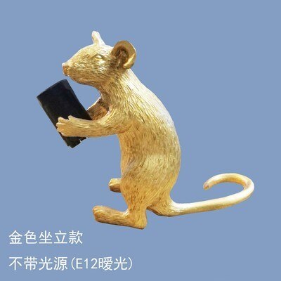 nordisch MODERNE LED TISCH LAMPE HADEMADE HARZ MAUS LAMPE NACHT NACHT LICHT SCHLAFZIMMER Dekor WEIß SCHWARZ Gold E12 STUDIE TISCH LAMPEN: Glod B