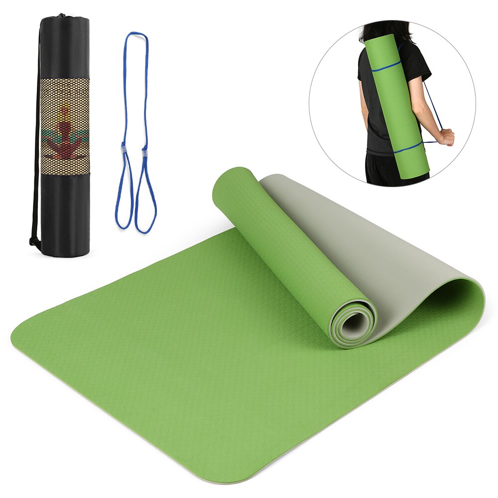72x24IN Non-slip Yoga Mat TPE Eco Friendly Fitness Pilates Gymnastics Mat Carrying Strap and Storage Bag:  Color 7
