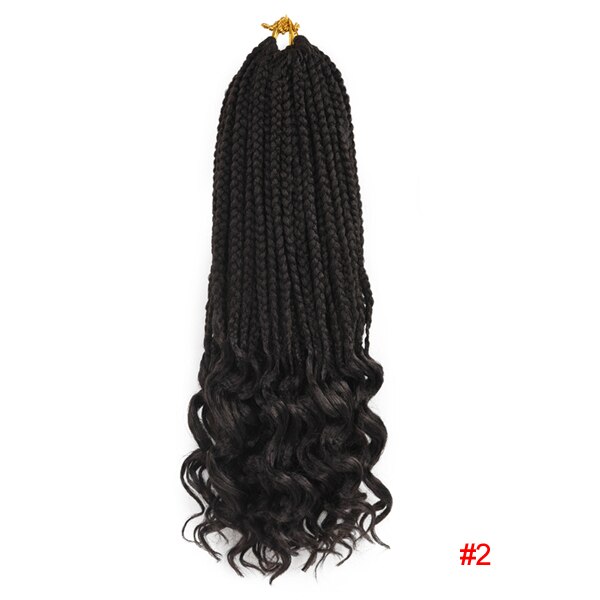 22 Strands Braiding Hair Crochet Hair Box Braids Ombre Synthetic Hair for Braid Hair Extensions Curly Ends: 2 / 14inches