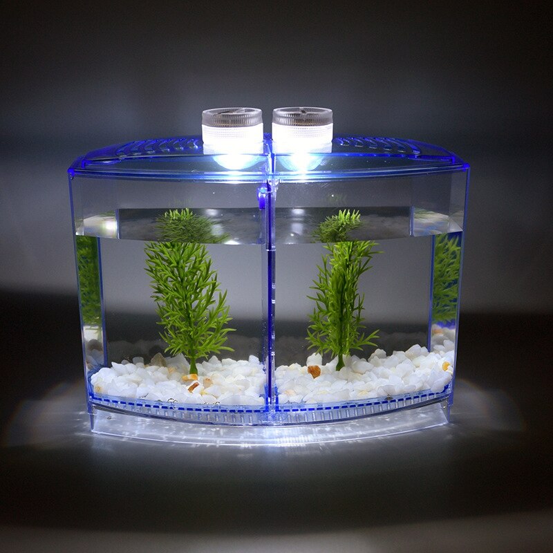 Practical Acrylic Fish Tank Desktop Small Fish Tank, Suitable for Family Living Room, Bedroom, Office(1.8L)