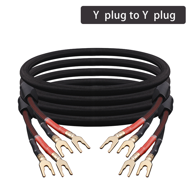 Ett par hifi høyttalerkabel høy-slutt lydforsterkerkabel høy renhet oksygenfri kobber med banan 24k gullplugg y-pluggkabel: måke / 2m