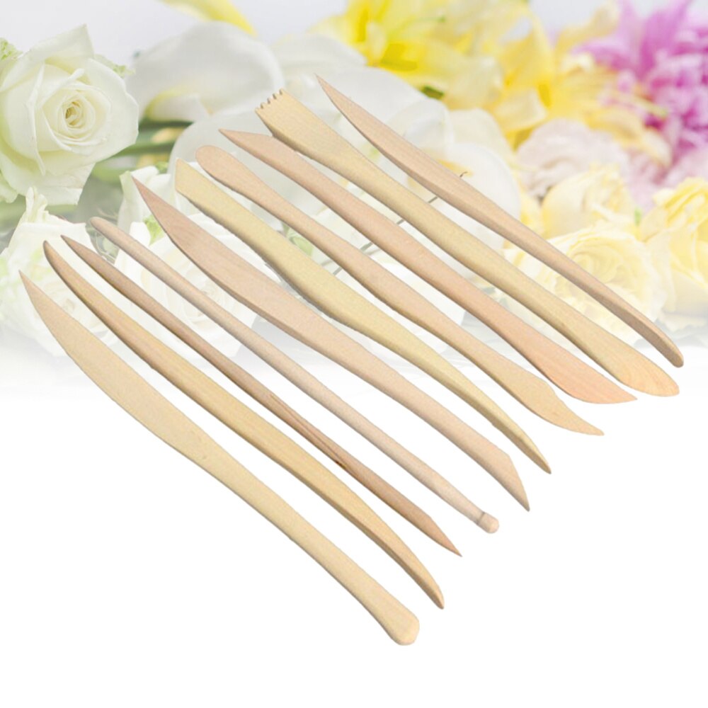 10pcs Clay Modeling Tools Double-ended Sturdy Wooden Pottery Tool Sculpture Tool for Crafts Projects