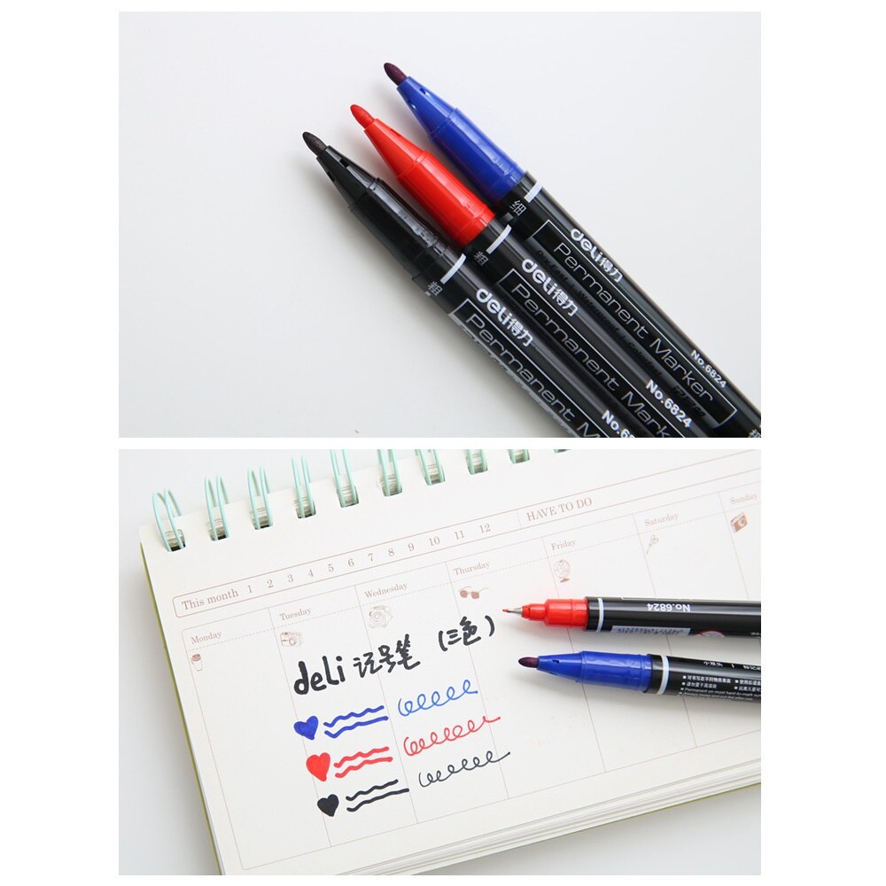 3 sztuk atrament na bazie oleju permanentny kolorowy znacznik pogrubiony cienki rysunek malarstwo czarny niebieski czerwony na CD tkaniny drewna biuro szkoła A6537