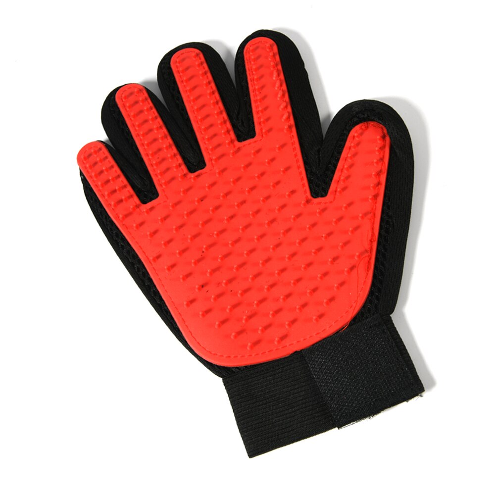 Hond Pet Grooming Handschoen Siliconen Katten Borstel Deshedding Haar Handschoenen Honden Bad Schoonmaakproducten Dier Kammen Door: Rood / right hand