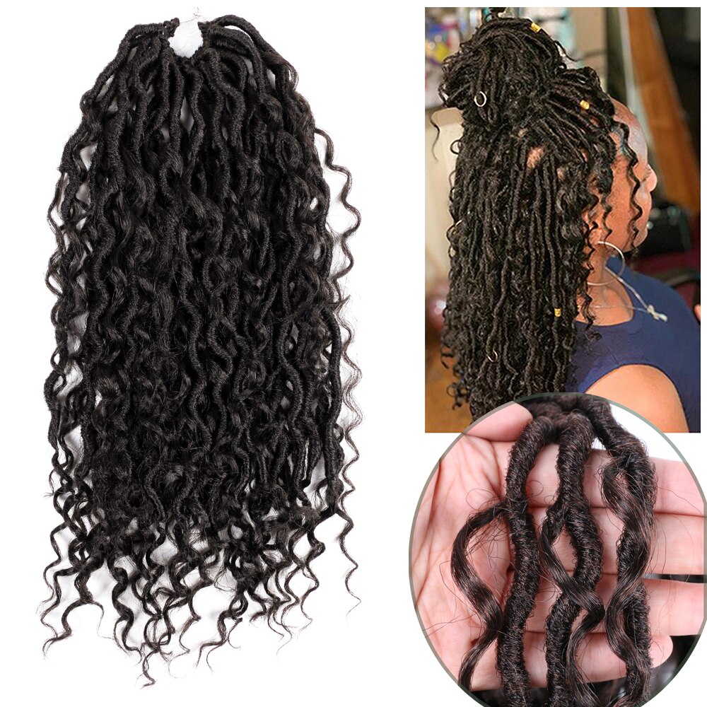 Messy Goddess Locs Crochet Braids Synthetic Twist Hair Extensions Faux Locks Braiding Hair For Women 24 Strands 14inch 18inch