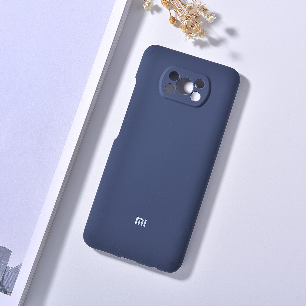 Originele Xiaomi X3/X3 Nfc Vloeibare Siliconen Telefoon Case Soft Smooth Skin Back Cover Voor Mi Poco X3/x3 Nfc Zijdeachtige Bescherm Behuizing: Mi POCO X3 NFC / Dark blue