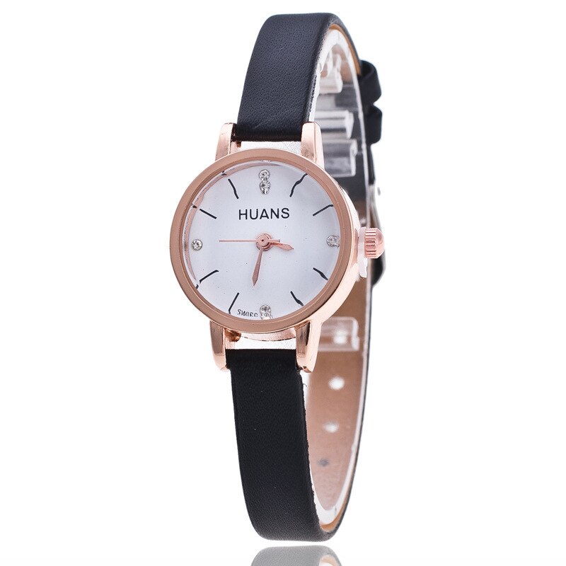 Damklocka dam enkel tunn läderrem kvartsklocka damarmbandsur relogio feminino montre relogio feminino mujer: B