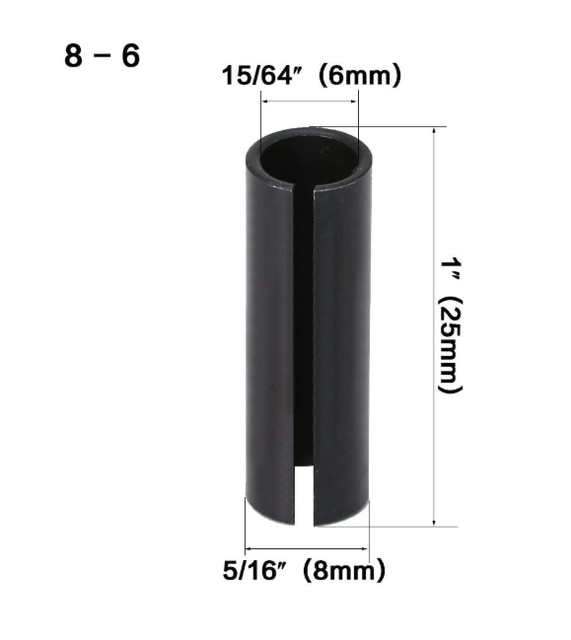 Outil de routeur CNC, adaptateur de haute précision, pince adaptateurs de tige support de fraise, mandrin de Conversion 12.7-8 8-6 12.7-6.35 1 pièce: 8 Turn 6