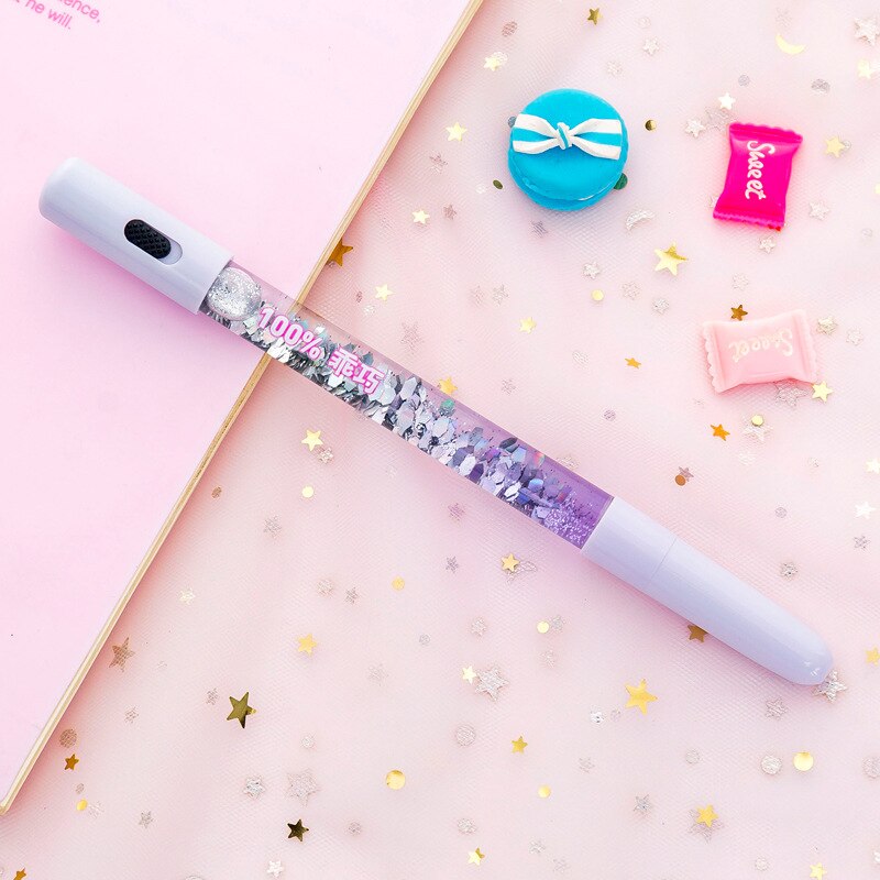 South Korea Beautiful girl Quicksand pen 0.5mm Kids Japanese Gel Pens Kawaii School Supplies Stationary: F