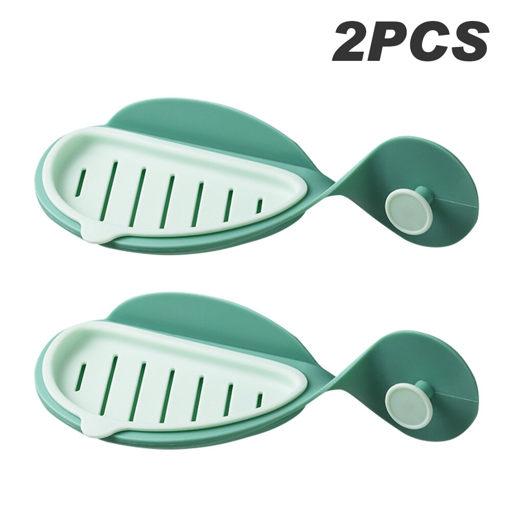 Porte-savon mural Double couche en forme de poisson, 2 pièces, détachable, couleurs fraîches, décoration de salle de bain, hôtel, cuisine