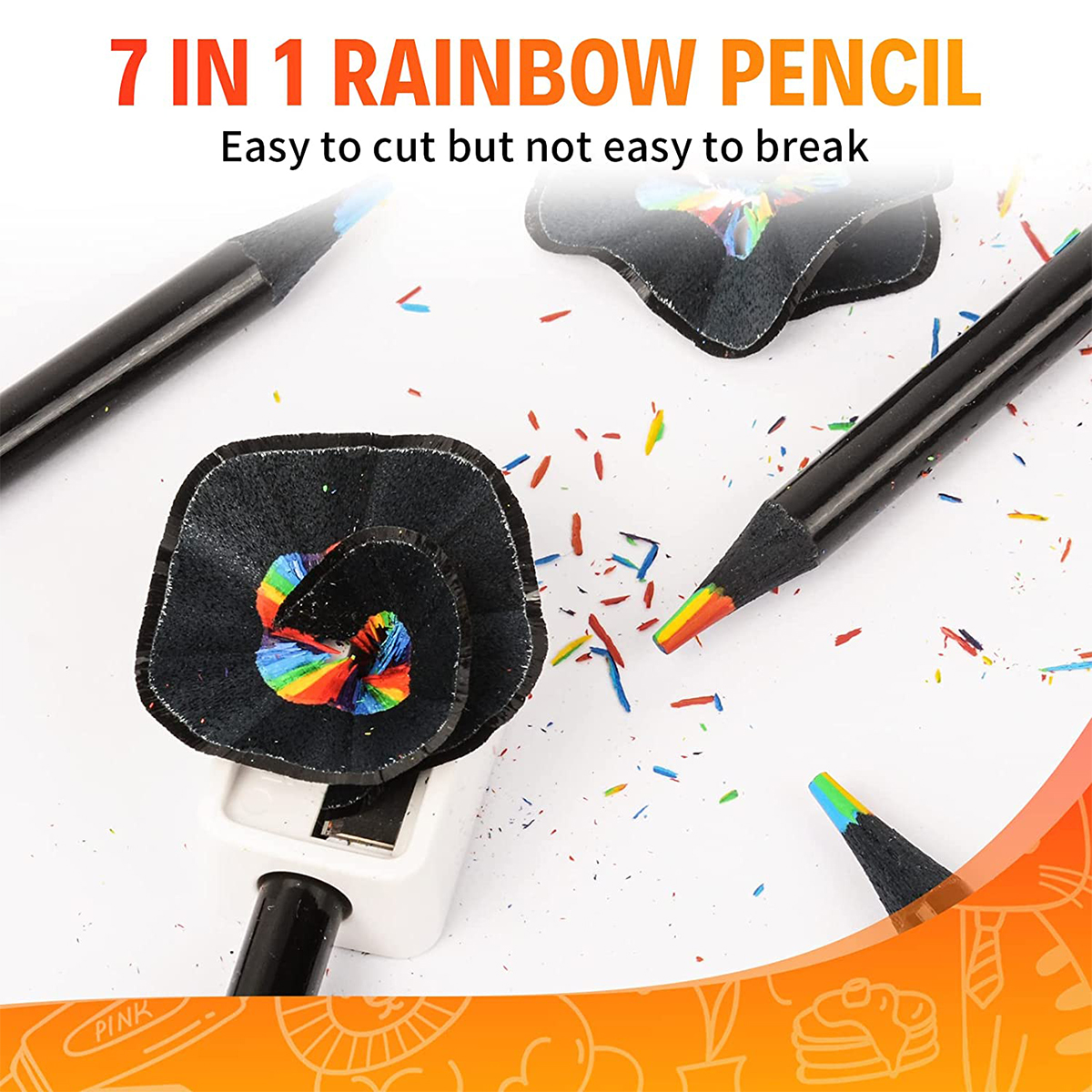 10 lápices de colores de madera negra, lápiz de dibujo arcoíris 7 en 1. para dibujar, garabatear, colorear, pintar