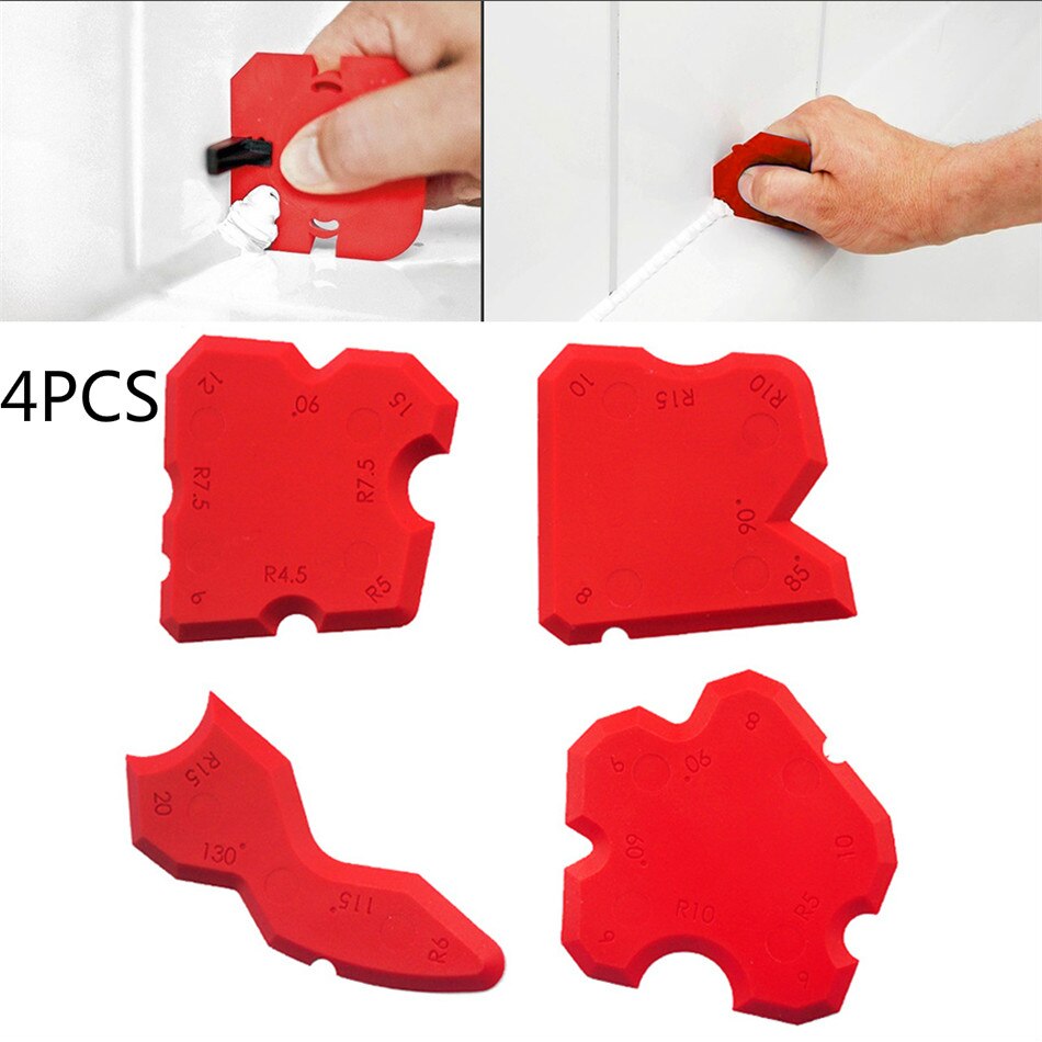Ensemble d'outils pour le calfeutrage 3 en 1 finition d'étanchéité Silicone, outil fait main grattoir à coulis ensemble de raclette: A-4pcs