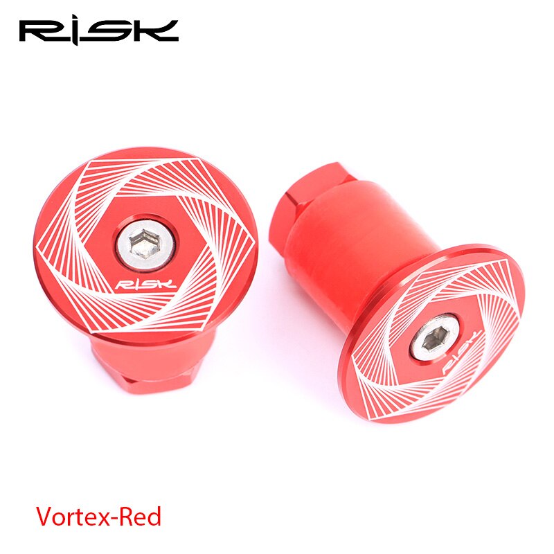 RISK 2pcs Bike Handlebar End Plugs Bicycle Bar End Plugs Grip Ends Caps MTB Road Cycling Handle Bar Plug Ends: Vortex Red