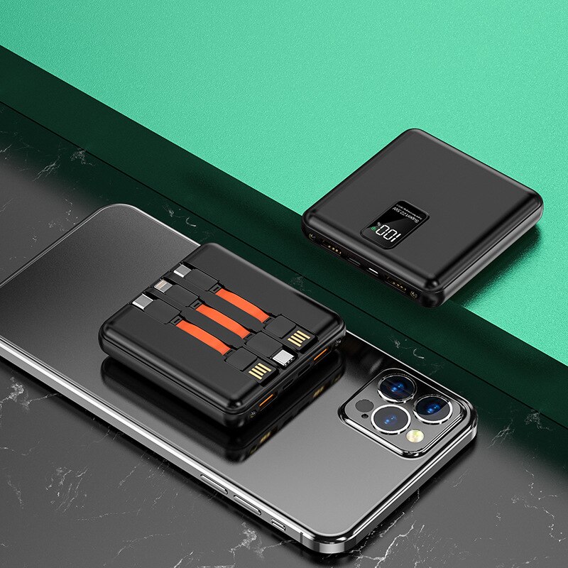 20000 mah mini-powerbank 22.5w schnellladefunktion, inklusive usb-typ-c-kabel, kompatibel mit iphone, huawei, samsung und xiaomi.: Schwarz