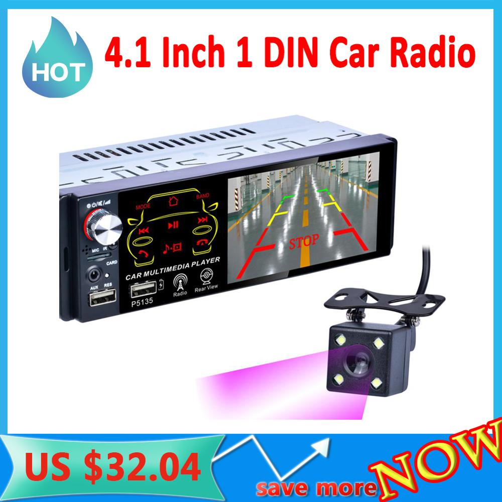 Hoge Resolutie 4.1 Inch 1 Din Auto Radio Met Hd Touch Screen Ondersteuning Bluetooth Twee Usb-poort Radio Camera Voor auto MP5 P5135