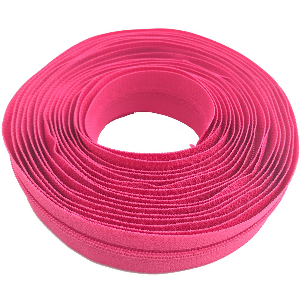 3# Zipper Rose Red Nylon Coil Zippers by Yard with Auto lock Zipper Pulls