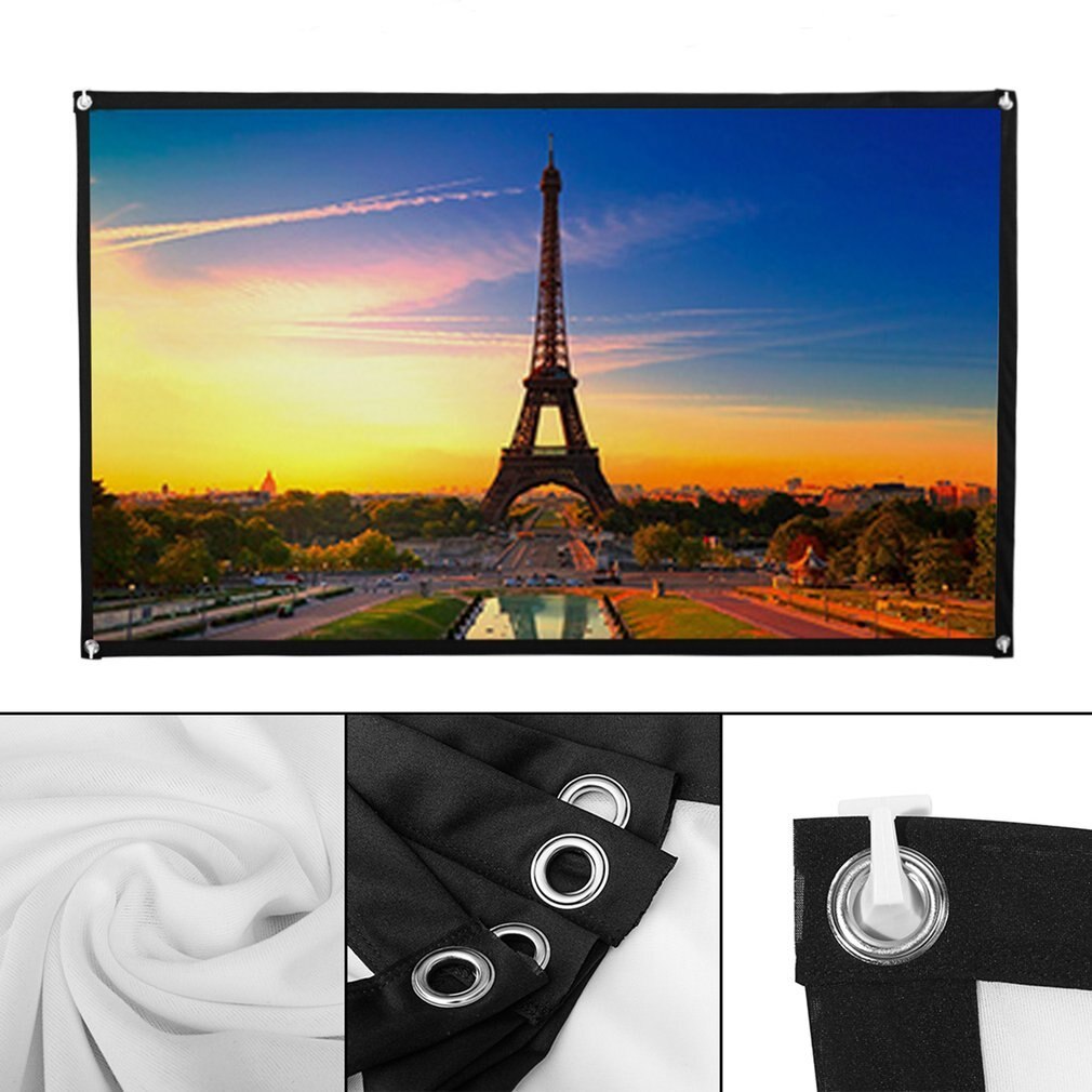 Portable Foldable Movie Projector Screen 16:9 Projection HD Home Theater Screen for Party Meeting Public Display 120 inch