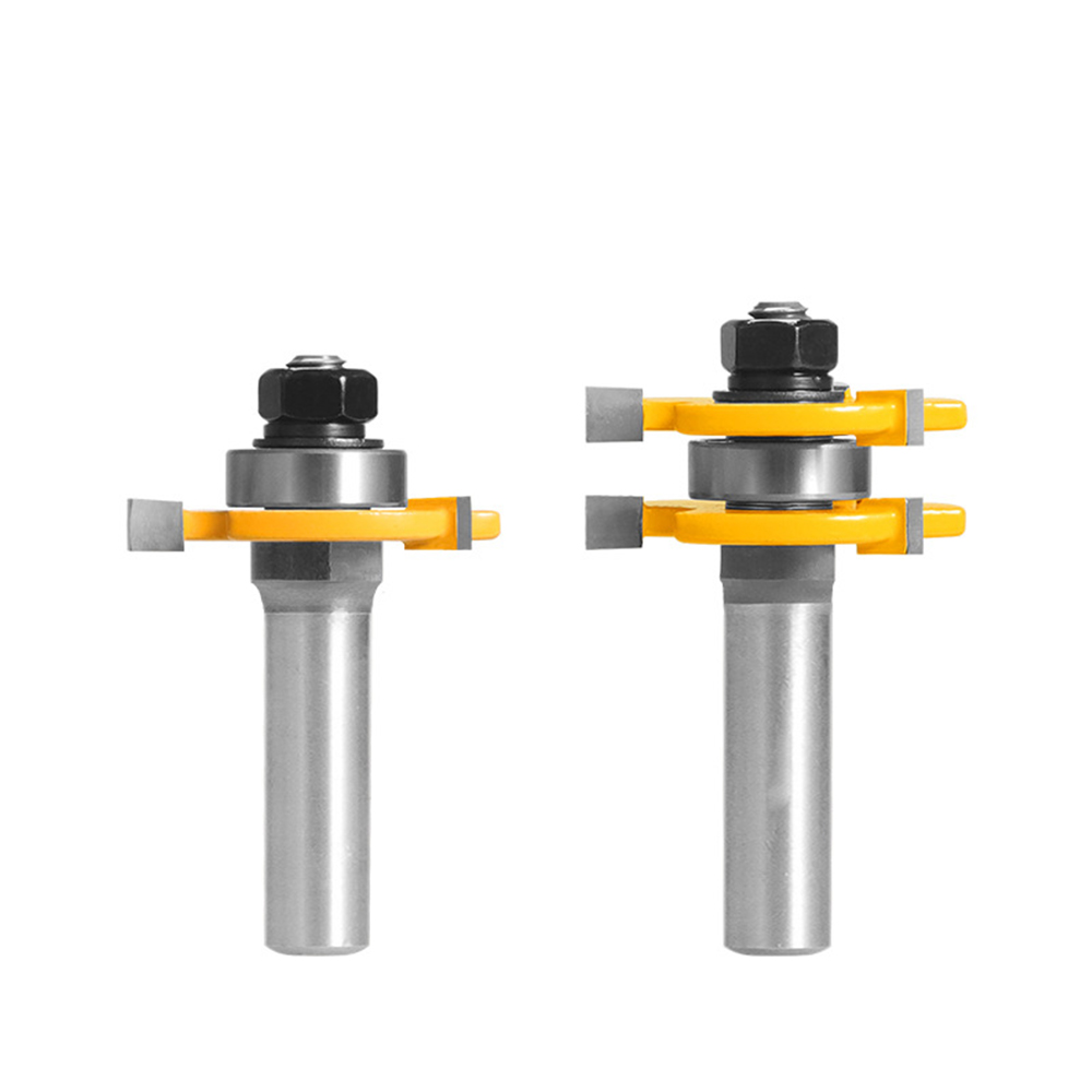 2 uds 6mm 6,35mm 8mm 12mm vástago junta ensamblar brocas de enrutador lengua y ranura T-slot fresa para corte de madera