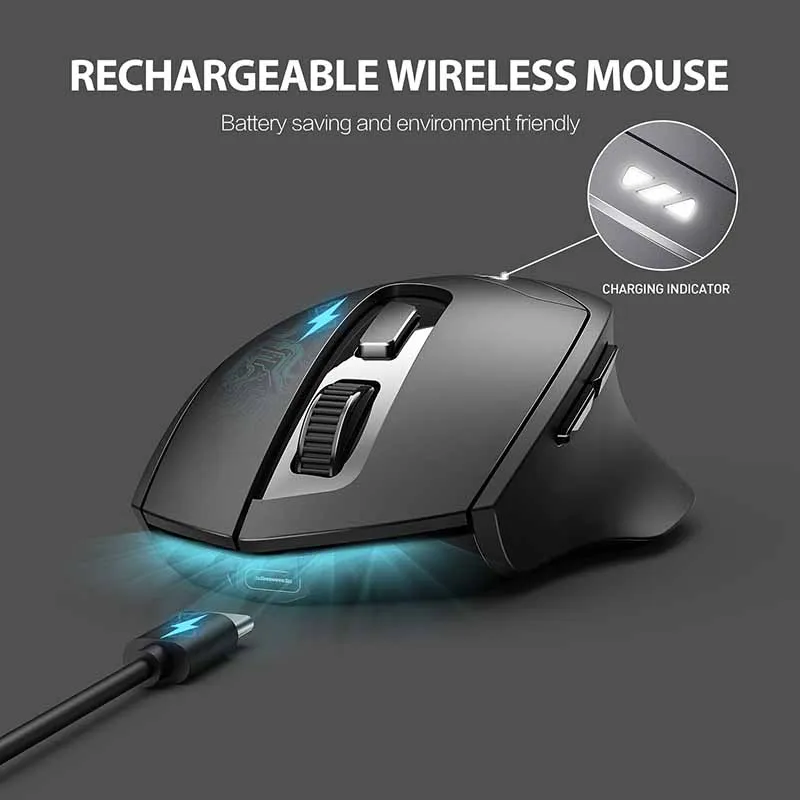 INPHIC DR01 Kabellose Bluetooth-Maus, wiederaufladbar, für Büro, leicht, tragbar, drei Modi, Laptop, iPad, universelle ergonomische Maus