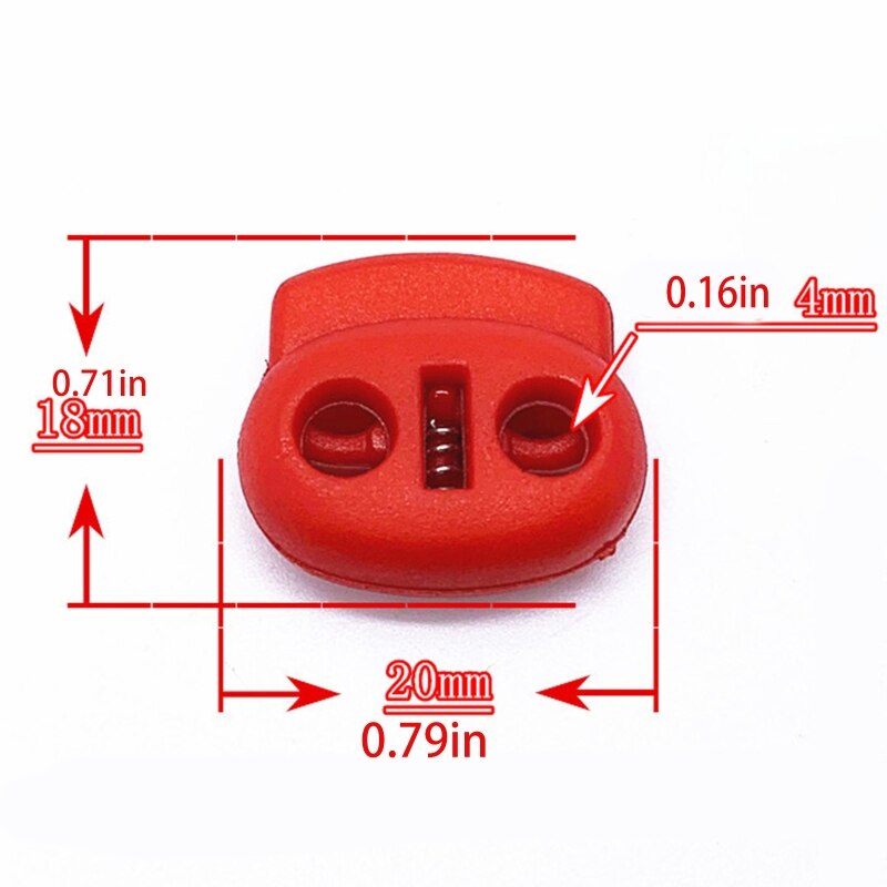 30/100Pcs Face Mask Earloop Plastic Cord Locks End Double Hole Oval Spring Toggle Stoppers Sliding Fastener Buttons