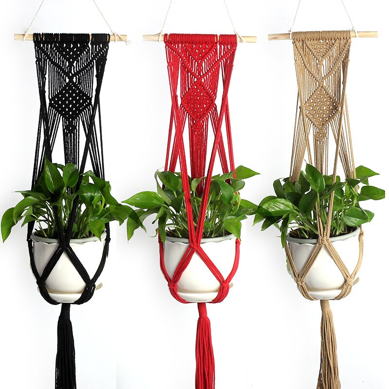 Macrame Plant Hangers Handgemaakte Indoor Outdoor Opknoping Planter Mand Katoenen Touw Muur Plant Houder Bloempot Huis Tuin Decor