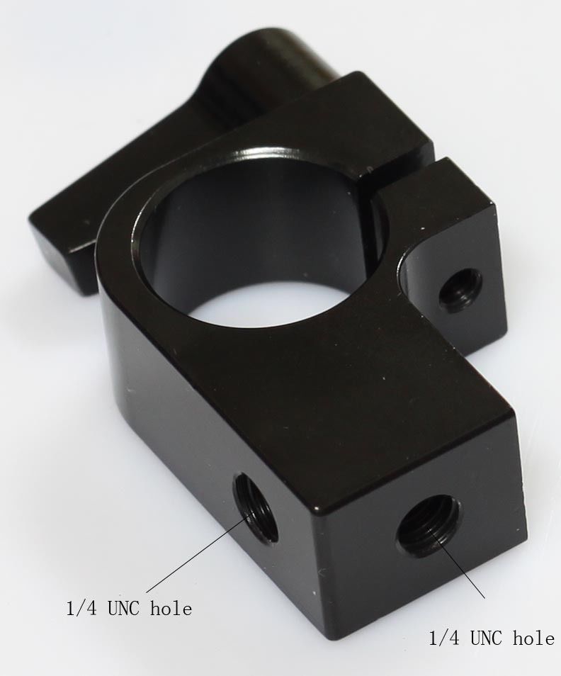 single Rod clamp with double1/4" hole for 19mm Support Rail Rig Rail tripod camera