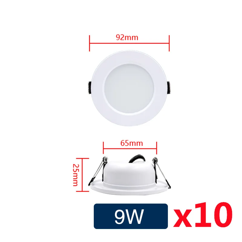 10pcs/lot LED Downlight 5W 9W 12W 15W 18W Recessed Round Led Ceiling Lamp AC110V 220V DC12V 24V Indoor Lighting Warm/Cold White