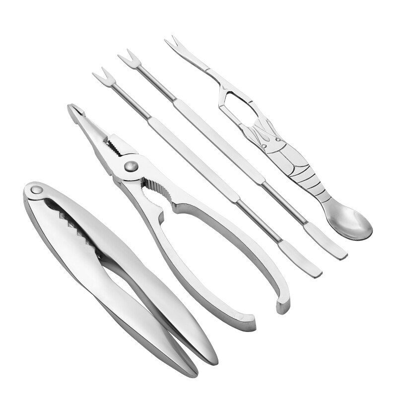 Seafood crab tool stainless steel rat crabs portable claw clamp crab needle stripping six pieces set kitchen tools