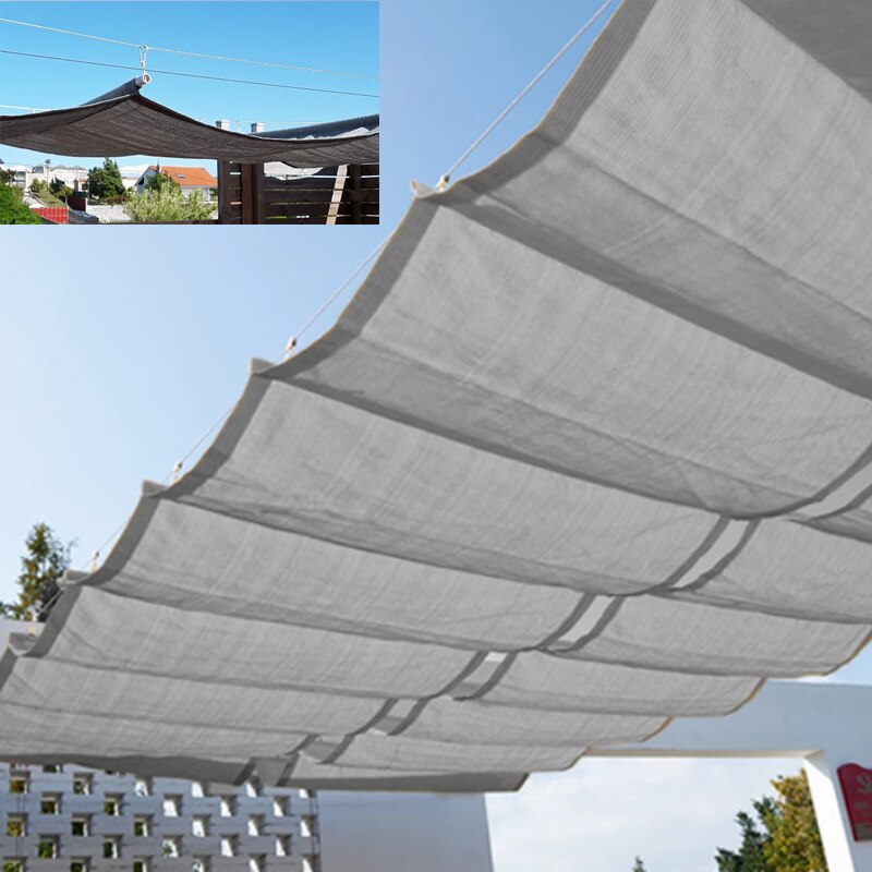 Width 1M HDPE Telescopic Wave Sun Shade Net Balcony Terrace Sun Shelter Garden Pergolas Canopy Outdoor Swimming Pool Awning