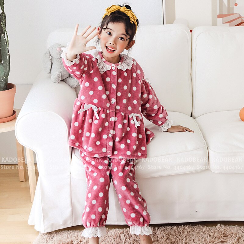 Pyjama de noël en flanelle pour enfants | Ensemble de pyjama de princesse, vêtements de nuit en peluche, fourrure d'hiver, pour tout-petits de filles