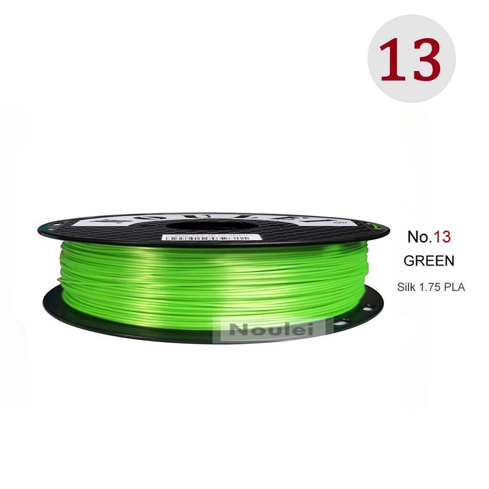 Noulei 3D Print Gloeidraad 1.75 Mm Pla Zijdeachtige Goud 0.5Kg Zijde Als Voelen Rijke Glans Koper Gouden Zilver 500G Printer Materialen: GREEN