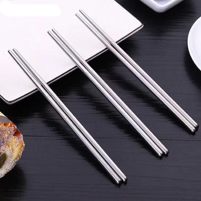 Juego de palillos chinos de acero inoxidable, palillos antideslizantes reutilizables para fideos, Sushi, utensilios de cocina, vajilla, 1/3/5 pares: 3pcs