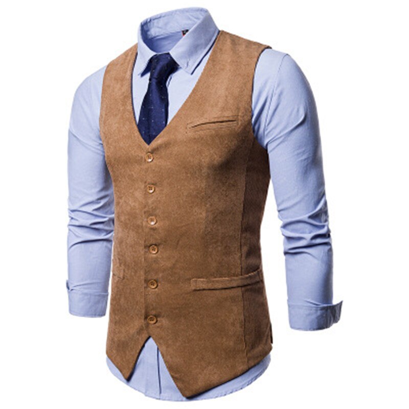 Herre kordfløyel dress vest herre foramal luke kjole vester vest menn gilet business bryllup smoking vest