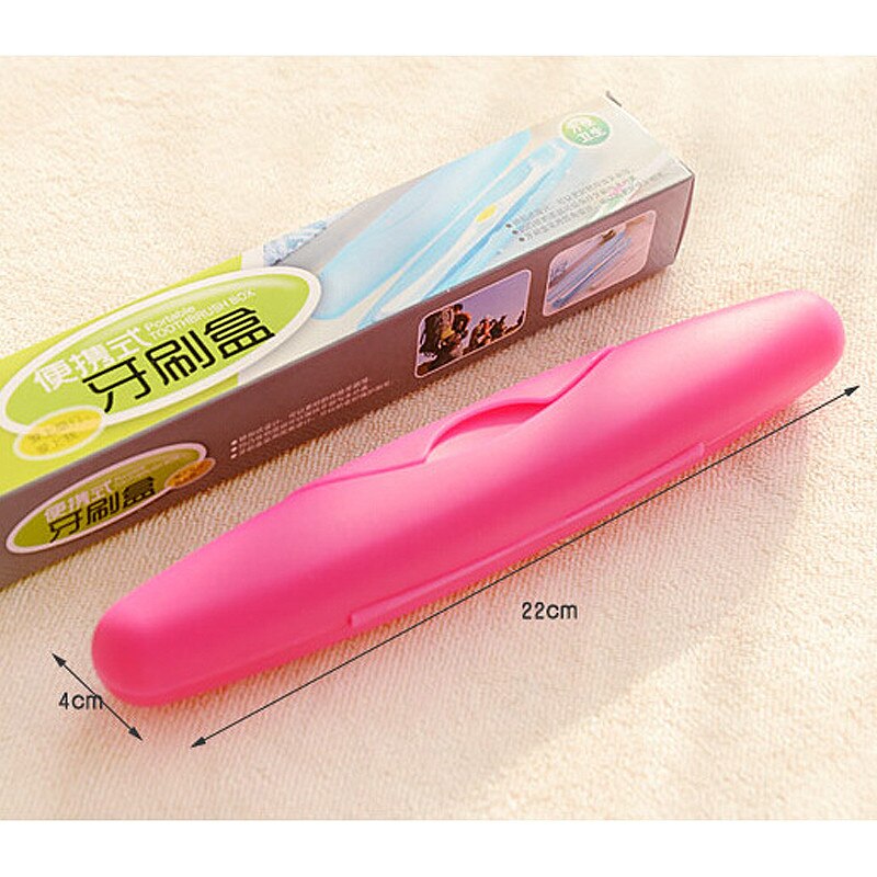 Caja de cepillo de dientes portátil para viaje, estuche de almacenamiento impermeable a prueba de fugas con tapa, color rosa, ideal para senderismo y acampada