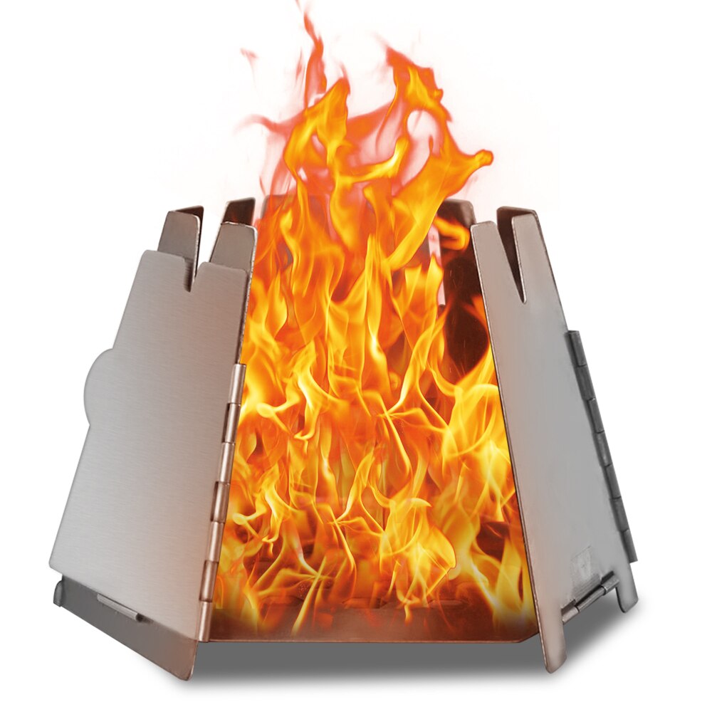 Lixada Folding Wood Stove Folding Stainless Steel Hexagon Wood Stove Outdoor Camping Pocket Burning Stoves for Picnic Hiking