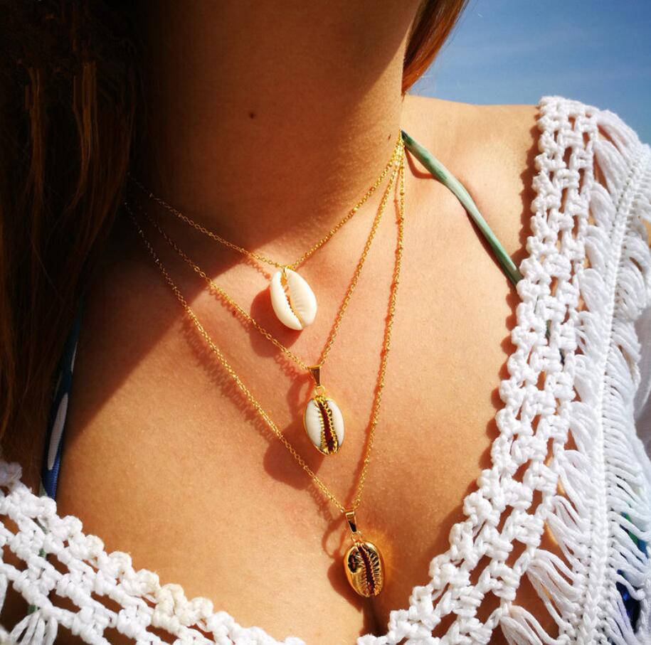 Conch Havaiian Zee Shell Choker Shell Hangers Ketting Strand Vrouwen Natuurlijke Shell Sieraden zwarte Ketting Chokers: XIU34565