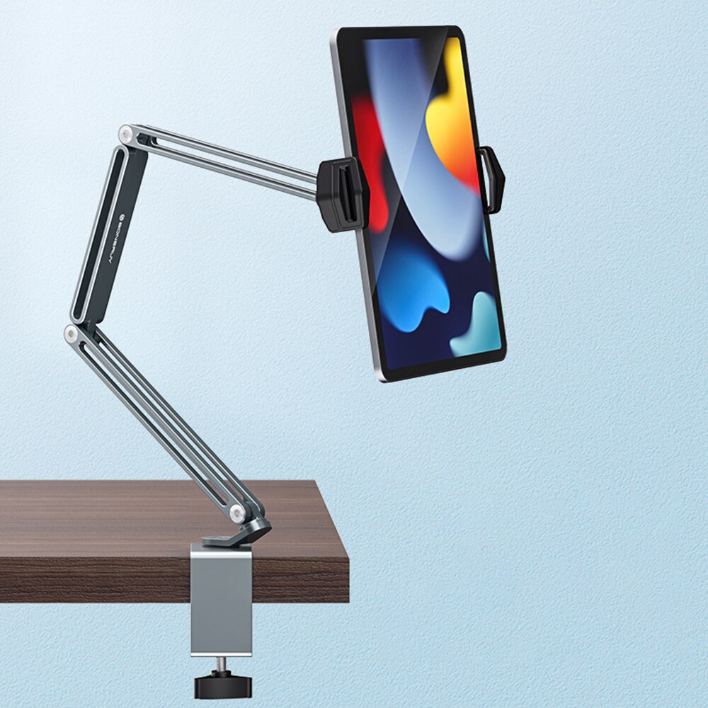 Tablet stand, adjustable aluminum phone holder, desk clamp for ipad pro 12,9, 11 mini, kindle, xiaomi mipad, lenovo desktop