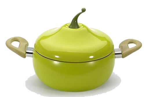 Korean Soup Pot Aluminum Non-stick Fruit Pan Tomato Eggplant Shape Cooking Pot For Both Stove Induction: Light Yellow