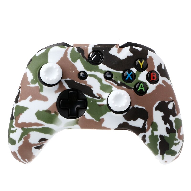 Funda de silicona de camuflaje + 2 Joystick para xbox one X S, mando P9YE: White