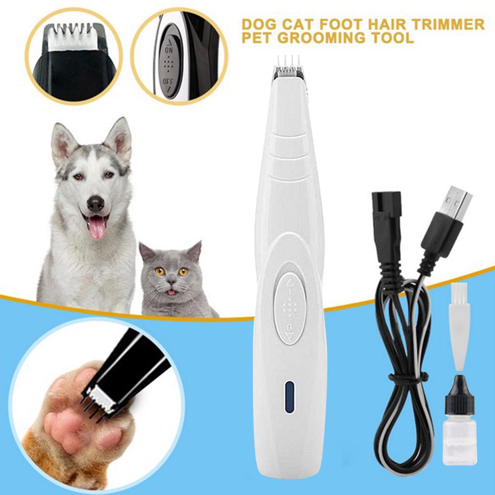 Hund kat fod hårtrimmer usb genopladeligt kæledyrsplejeværktøj mini elektrisk hårklipper barbering trimning klipningsmaskine