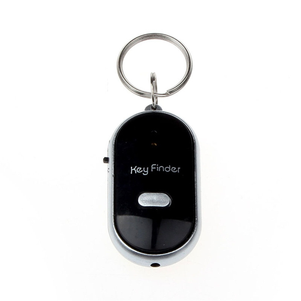 LED Light Torch Remote Sound Control Lost Key Fob Alarm Locator Keychain Whistle Finder Old Age Anti-lost Alarm 40MR29: Black