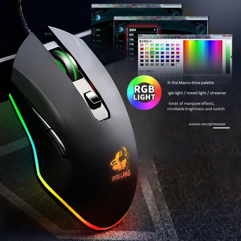 Ziyou Lang Voor Gratis Wolf V1 Mechanische Gaming Muis 3200Dpi Led 6 Button Usb Wired Pro Ergonomische Gaming Muis voor Laptop Pc
