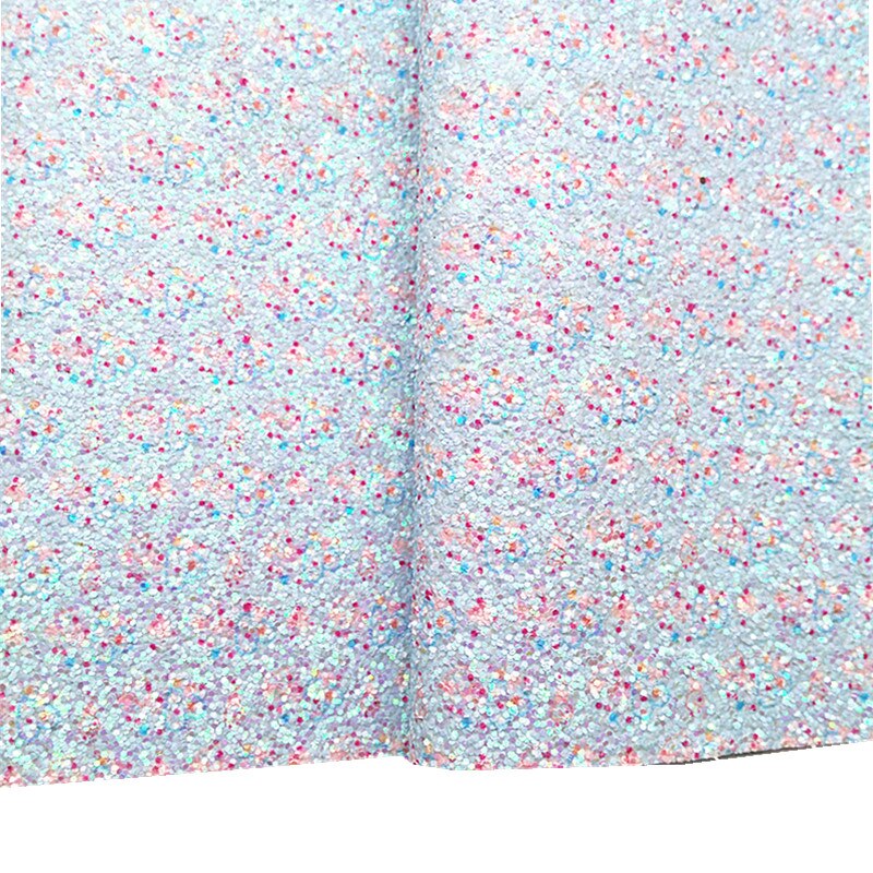 Bleke Blauw Met Roze Chunky Glitter Vinyl Stof Blad Voelde Back Synthetisch Leer Faux Vinil Diy A4 Size R434B