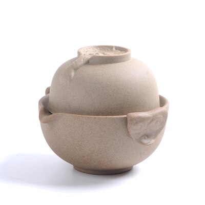 Draagbare Reizen Keramische Kung Fu Thee Set, 1 Pot Met 1 Cup 100% Handgemaakte Chines Porselein Theepot & Theekopjes Kantoor thee set: Tea set