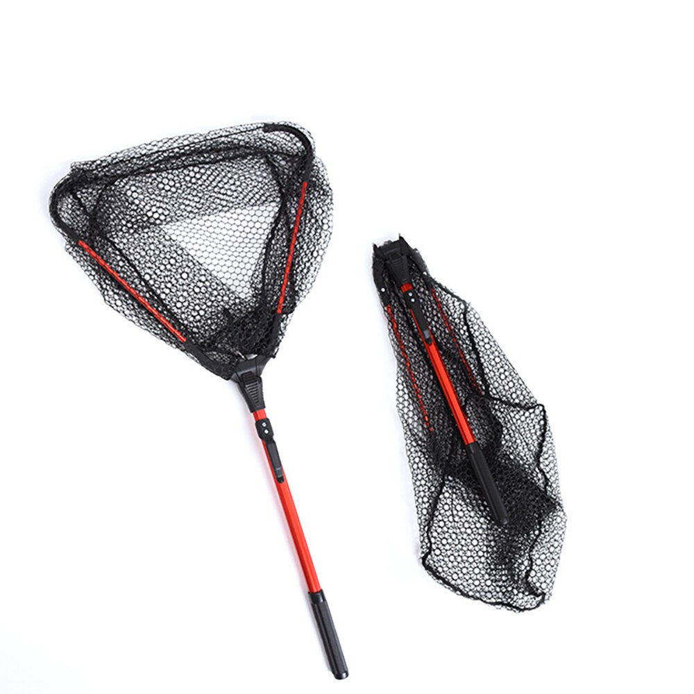 Fishing Net Retractable Folding Fishing Brail Blue Soft Rubber Landing Net Eva Handle Fishing Nets Tools Fish Nets Accessories
